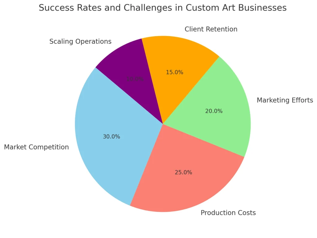 Taxas de sucesso e desafios em negócios de arte personalizados