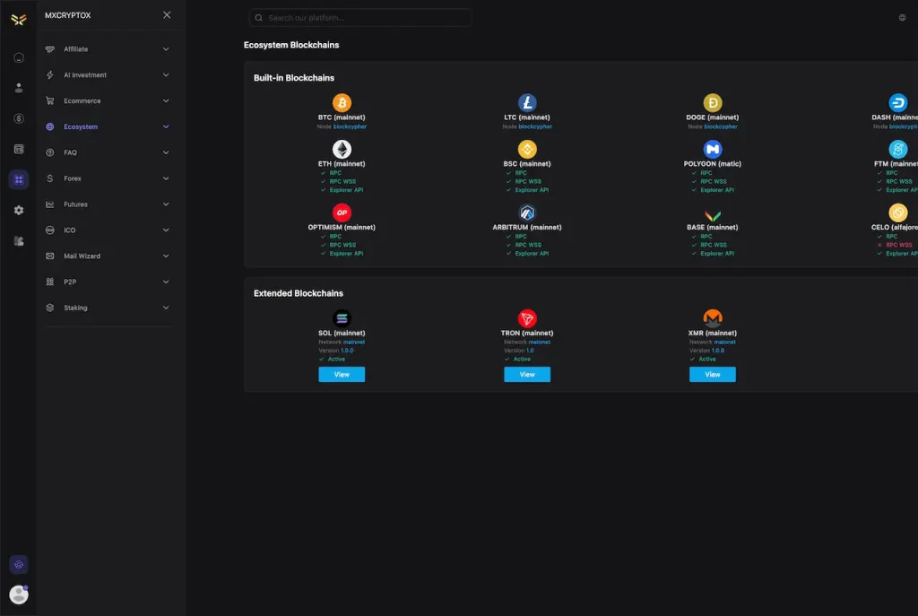 MXCryptoX clone app screen interface