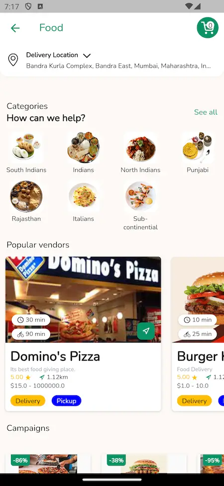 Gojek clone Mobile App Food Delivery Location.