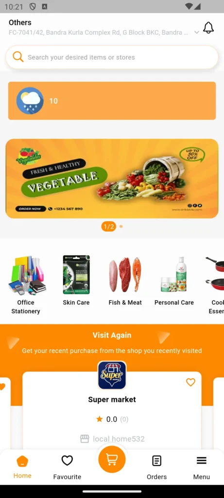Instacart clone Mobile App Interface screen.