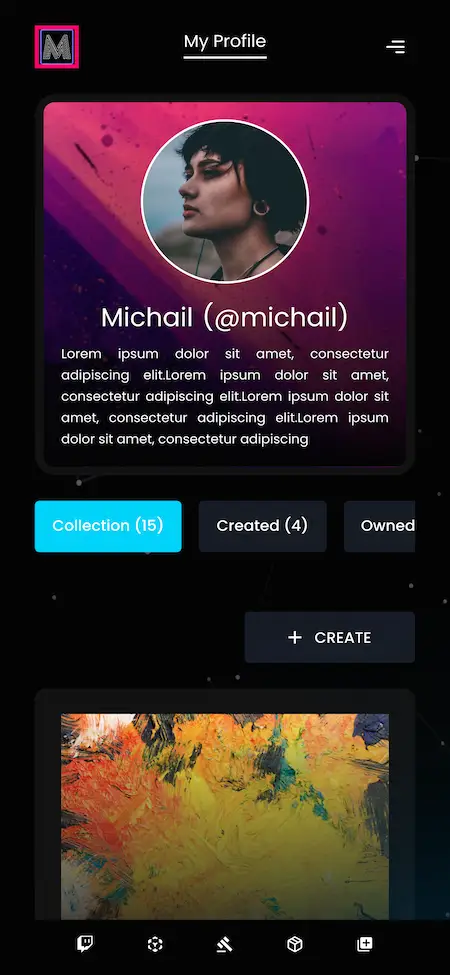 Opensea Clone user profile Details Page Display