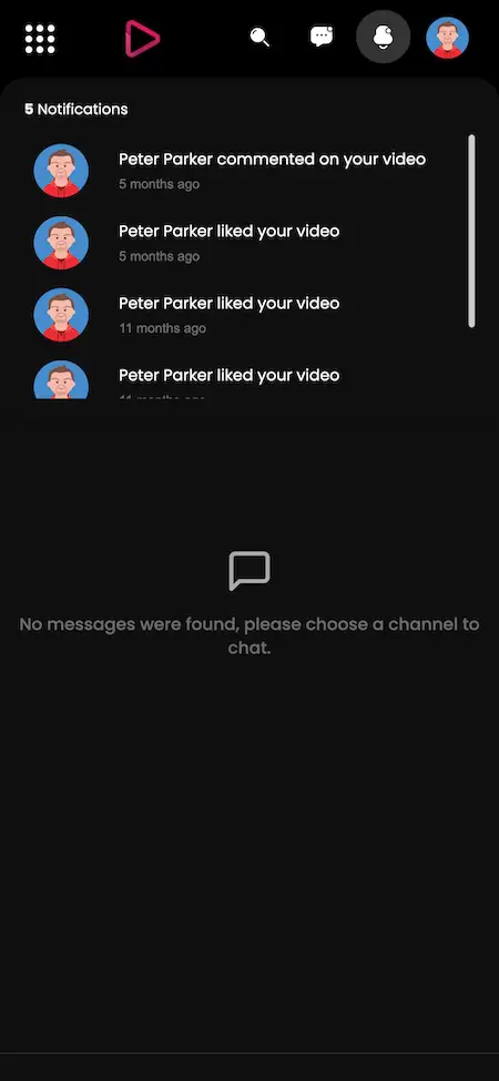 youtube Clone notification Screen.