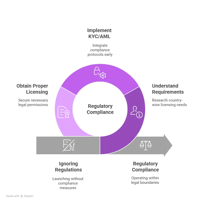 Infographic showing international licensing and compliance requirements for money transfer startups wise clone