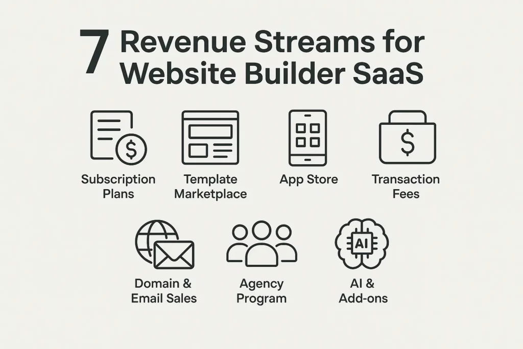 A flat design infographic on 7 Revenue Streams