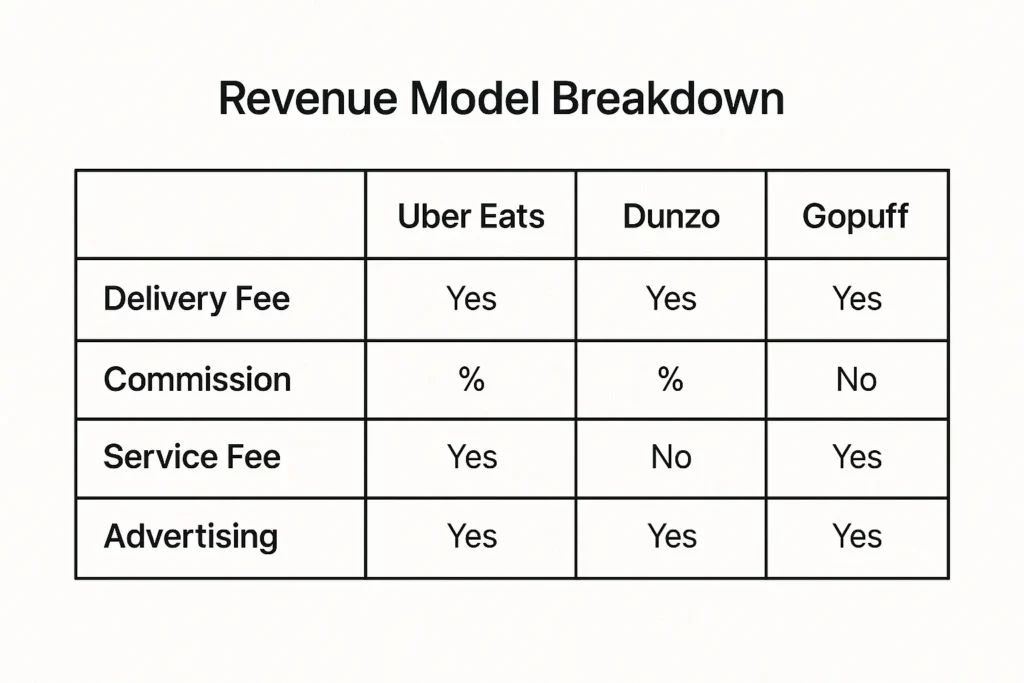 A table in the image titled Revenue Model Breakdon
