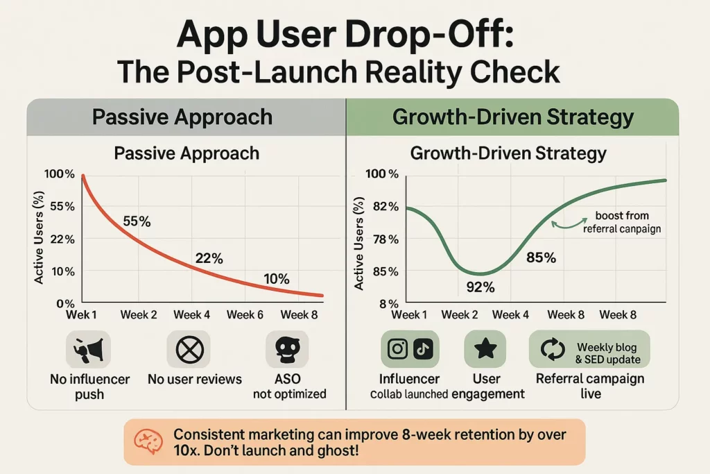 App user drop-off - the past launch reality check