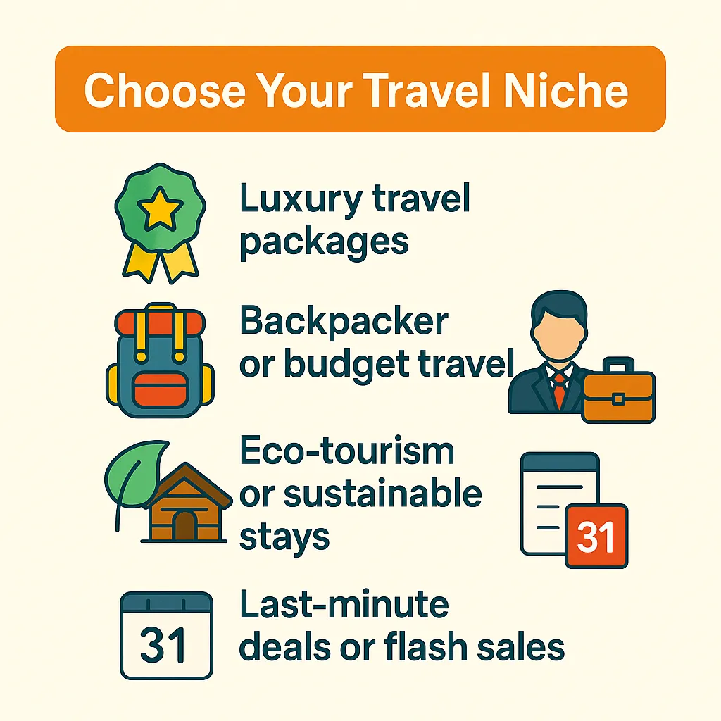 selection of travel niche in Expedia Clone