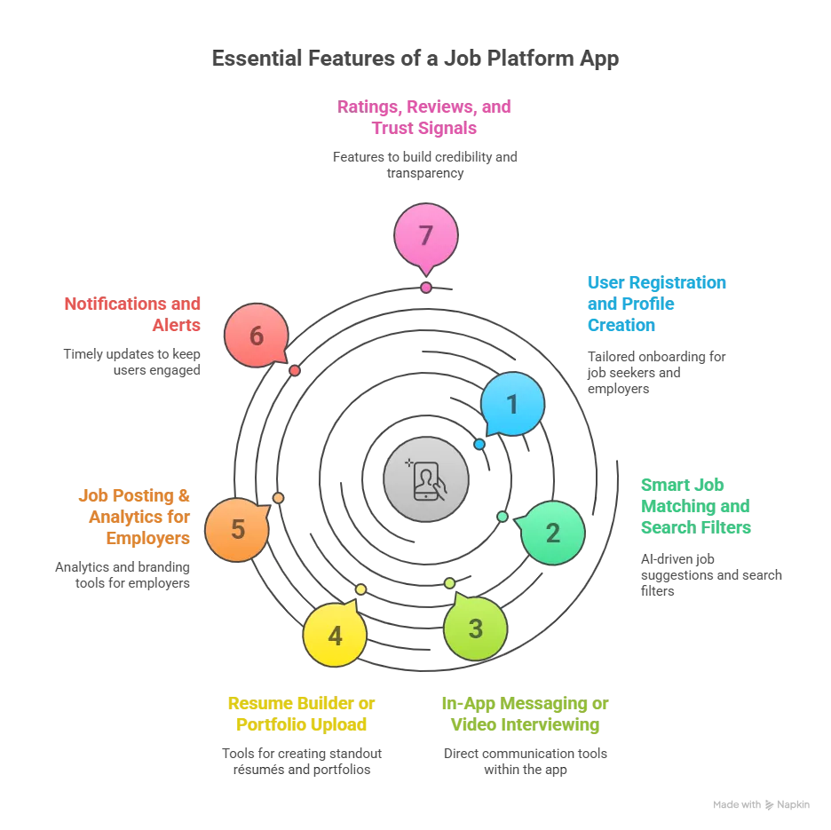 features of a job portal app