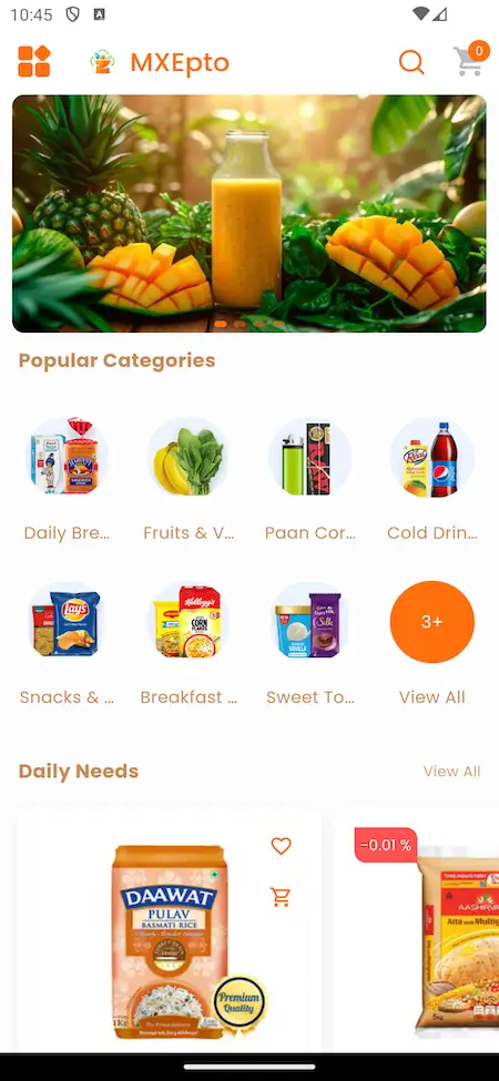 Grofers clone app home screen Screenshot