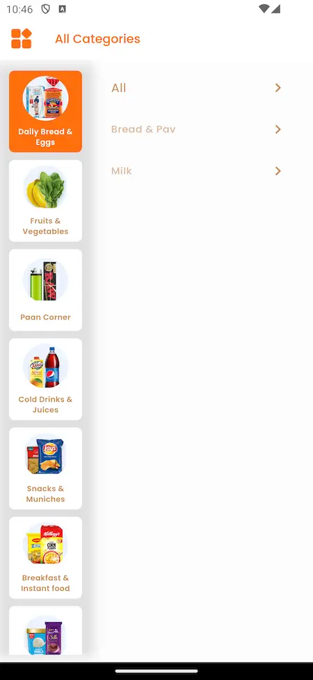 Grofers clone app categories Screenshot