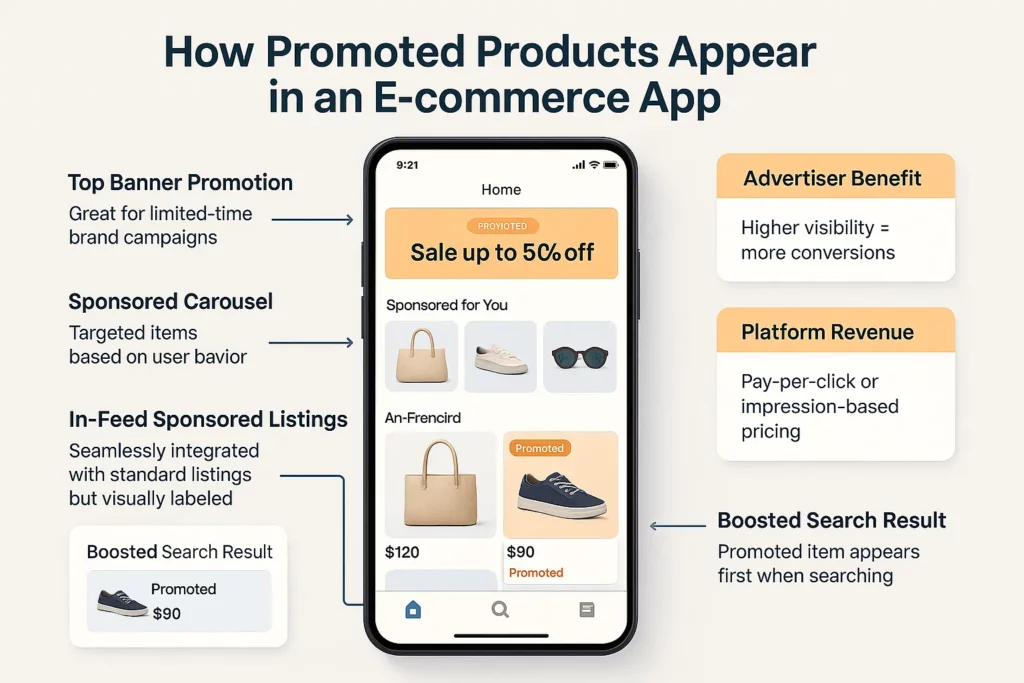How promoted product appear in an e-commerce app