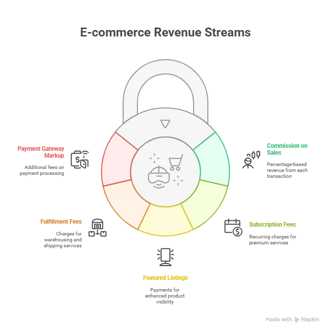 Key Revenue Streams for  E-commerce and Online Shopping Platform
