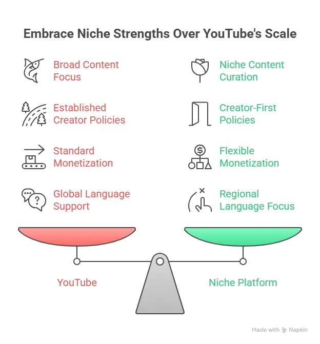 Embrace Niche Strengths Over YouTube's Scale