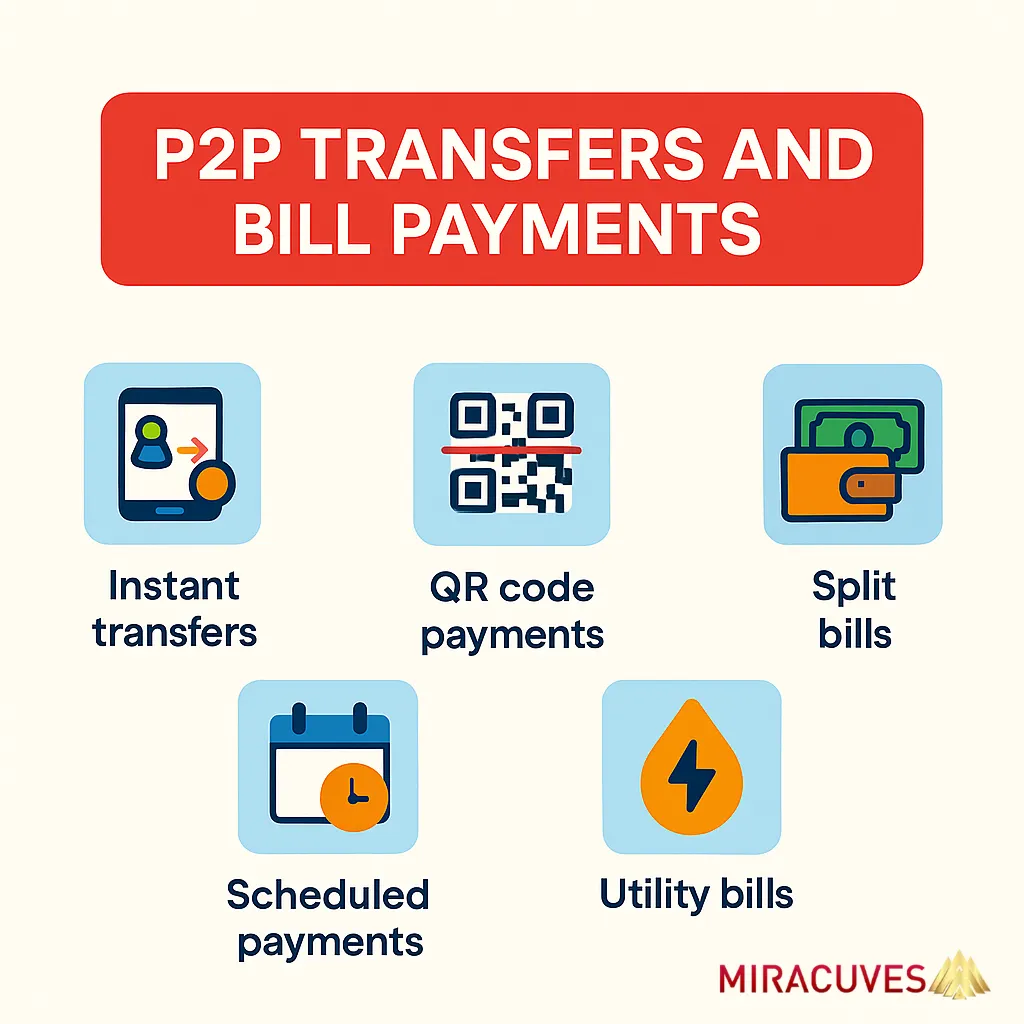 P2P transfers and bill payment features in NeoBank Clone app