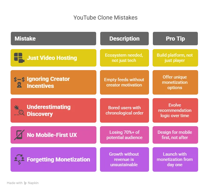 Common Mistakes When Building a YouTube Clone
