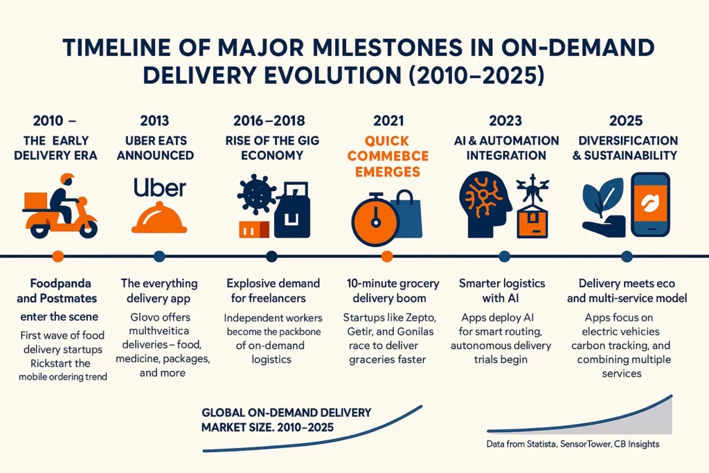 Timeline of Major Milestones in On Demand Delivery Evolution 2010–2025