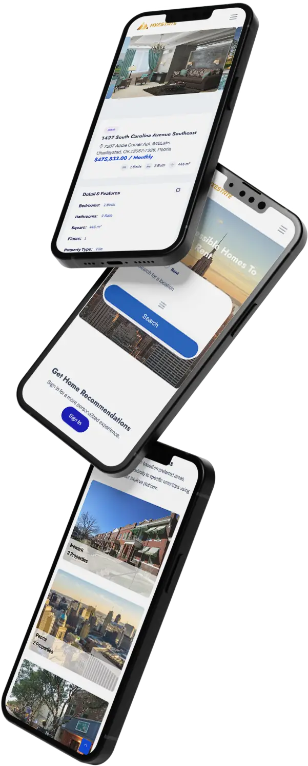 Trulia Clone App Screens Stacked