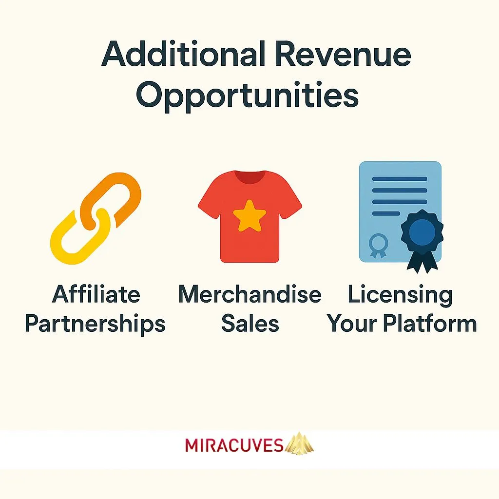 Netflix clone income ideas: affiliate partnerships, merchandise sales, and licensing