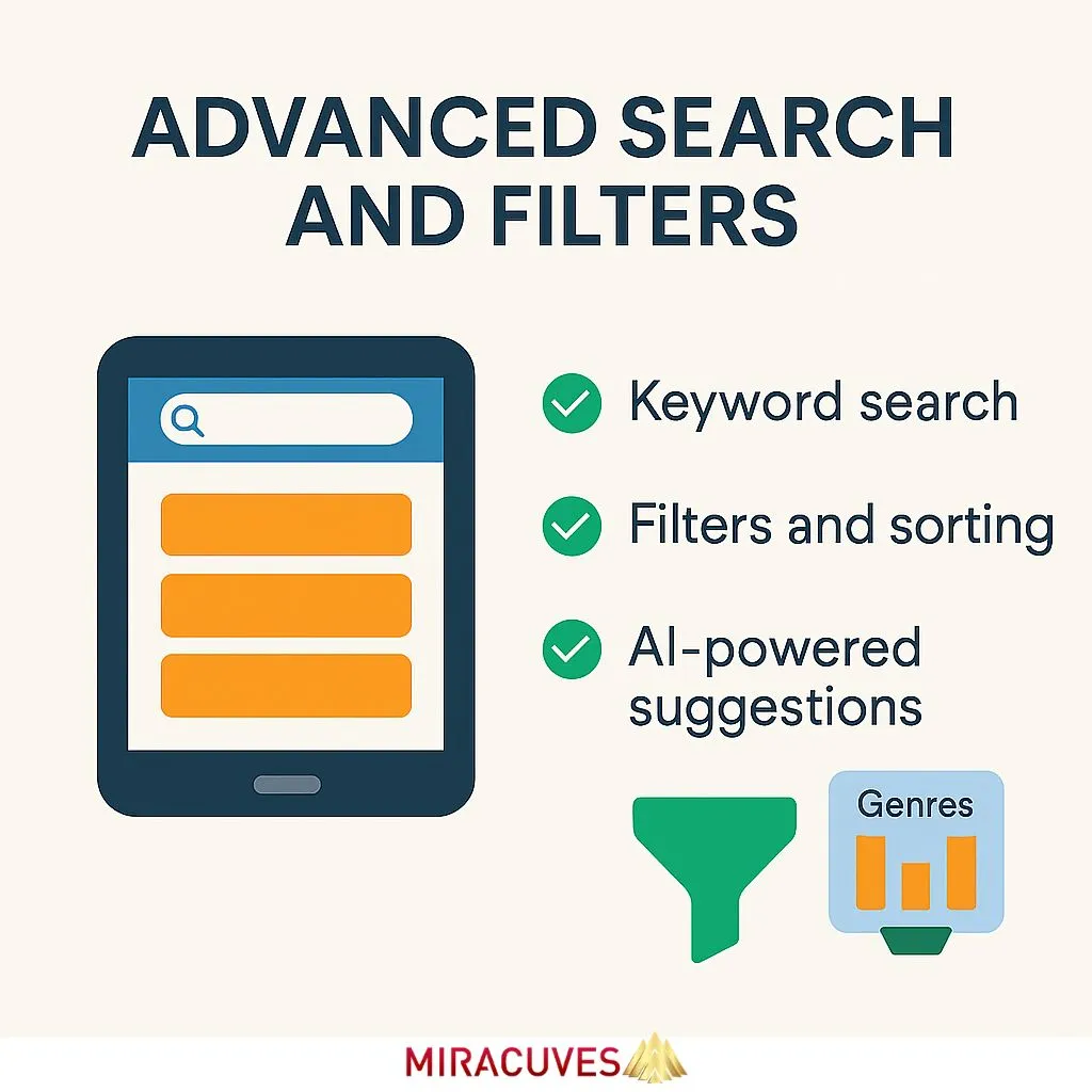 Search and filtering features in Netflix clone app with keyword input and AI suggestions