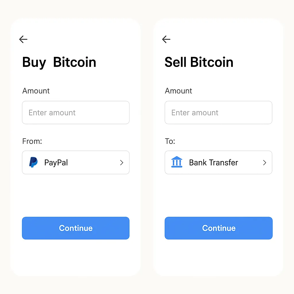 buy sell bitcoin ui mockup