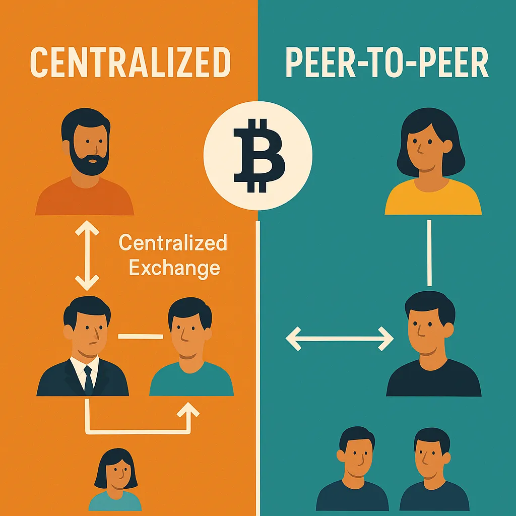 centralized vs p2p crypto exchange infographic