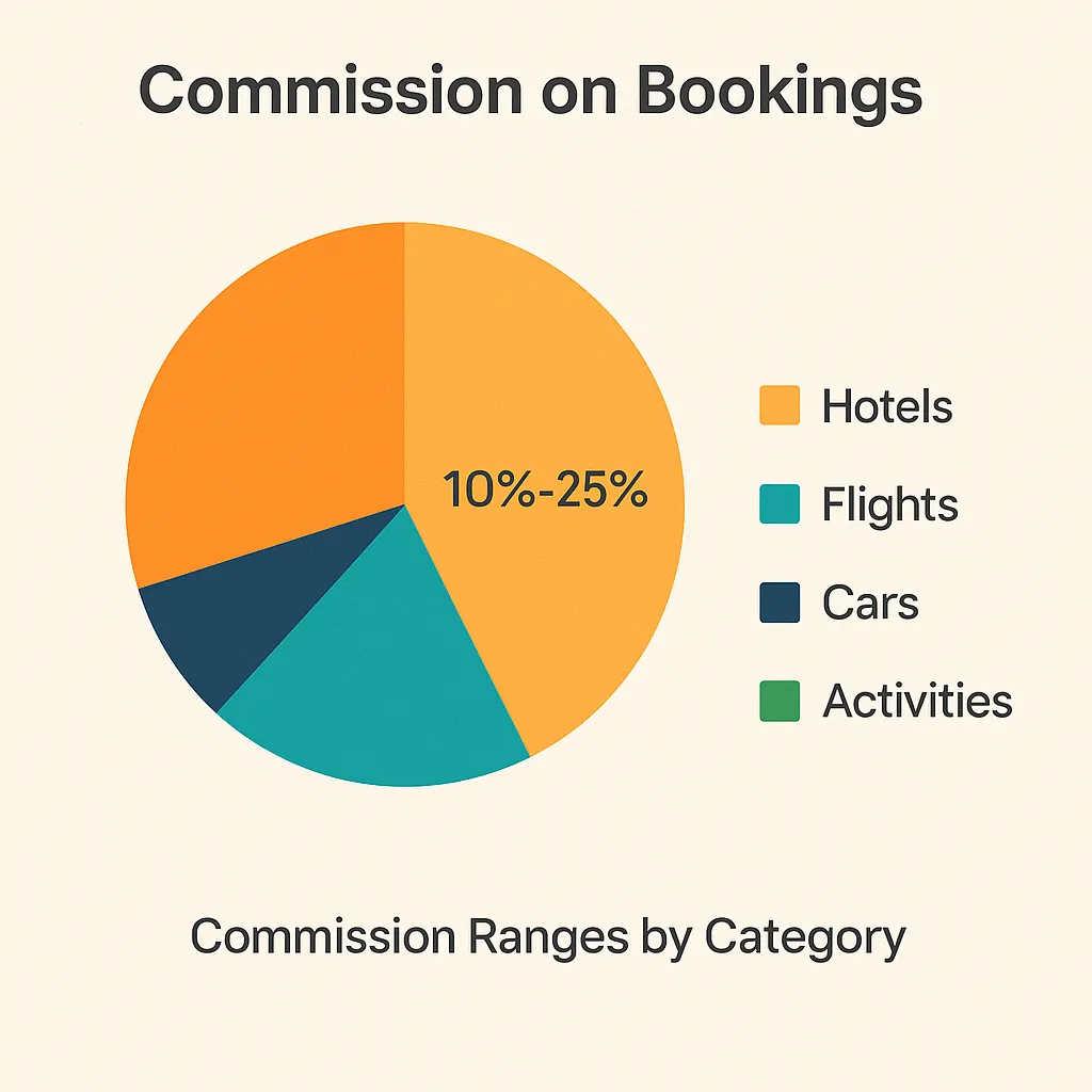 commission on bookings pie chart