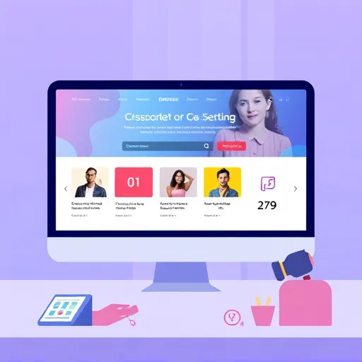 Illustration of a content creator dashboard on a desktop screen, displaying profile cards and media statistics.