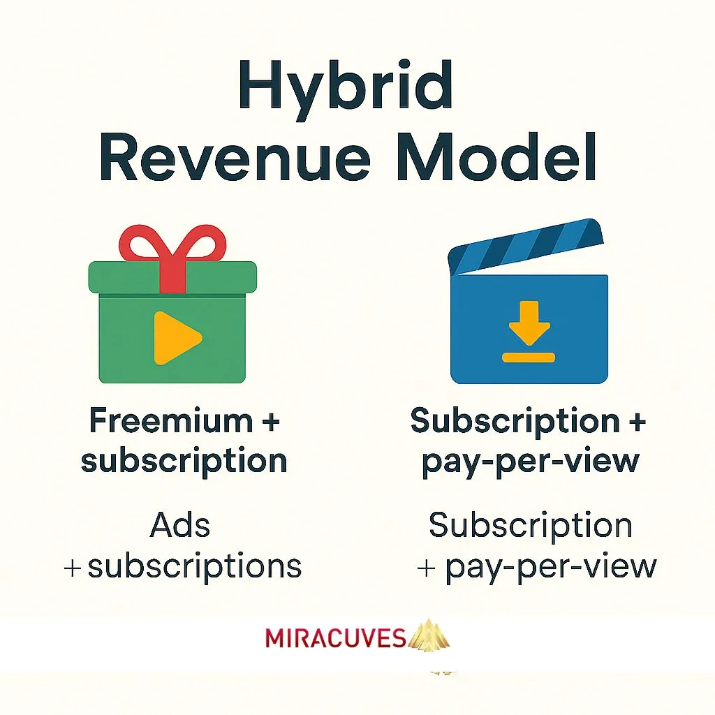Hybrid monetization options for Netflix clone app with freemium, ads, subscriptions, and pay-per-view