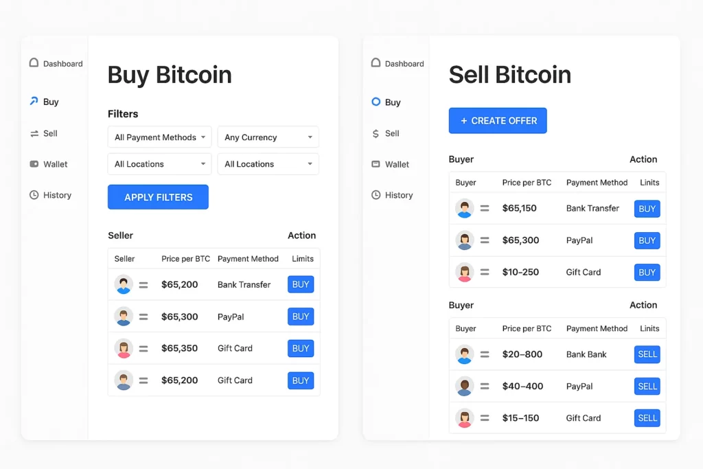 paxful clone dashboard ui mockup