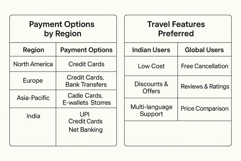 payment options by region travel features