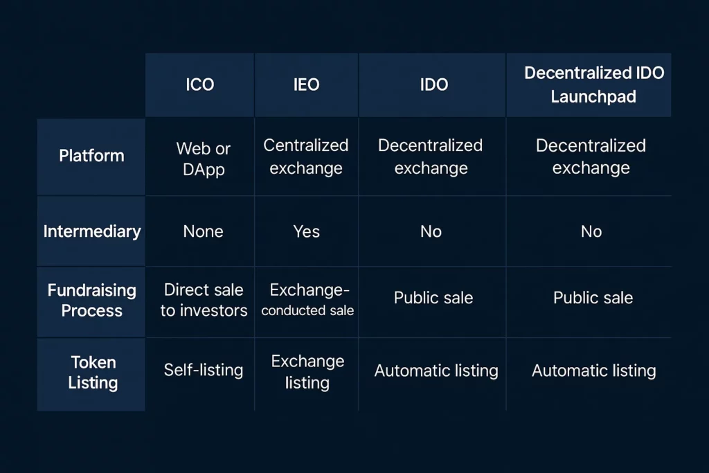 Decentralized IDO Launchpad Comparison