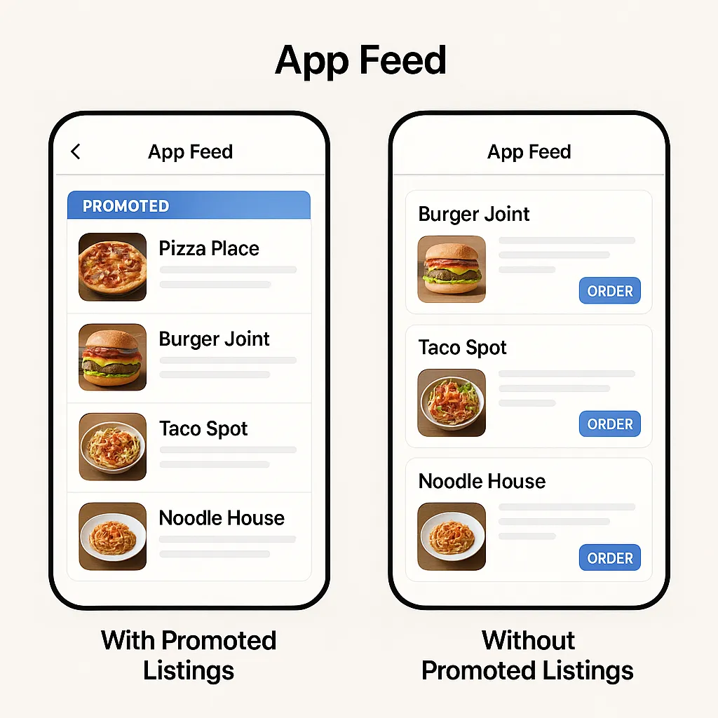 promoted listings app feed comparison