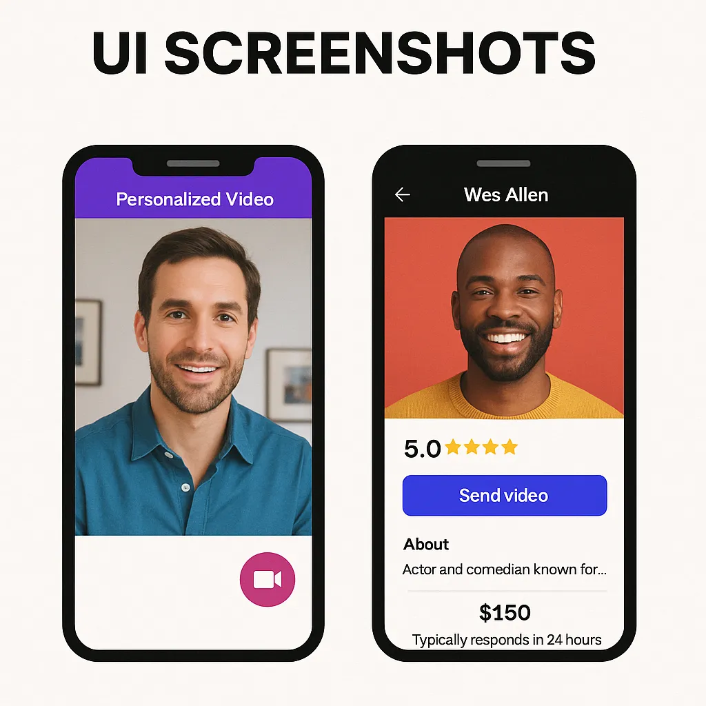 ui screenshots celebrity video app