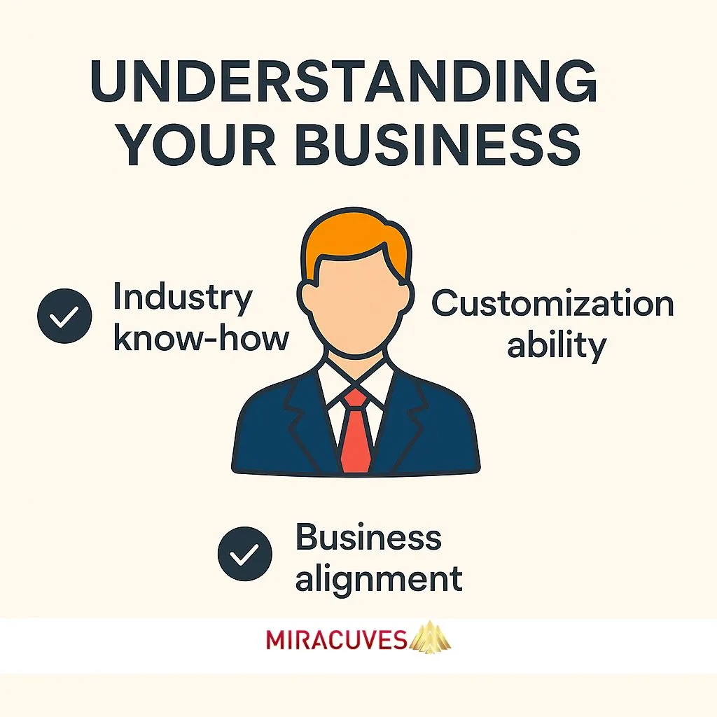 Key developer traits including industry knowledge, customization ability, and business alignment