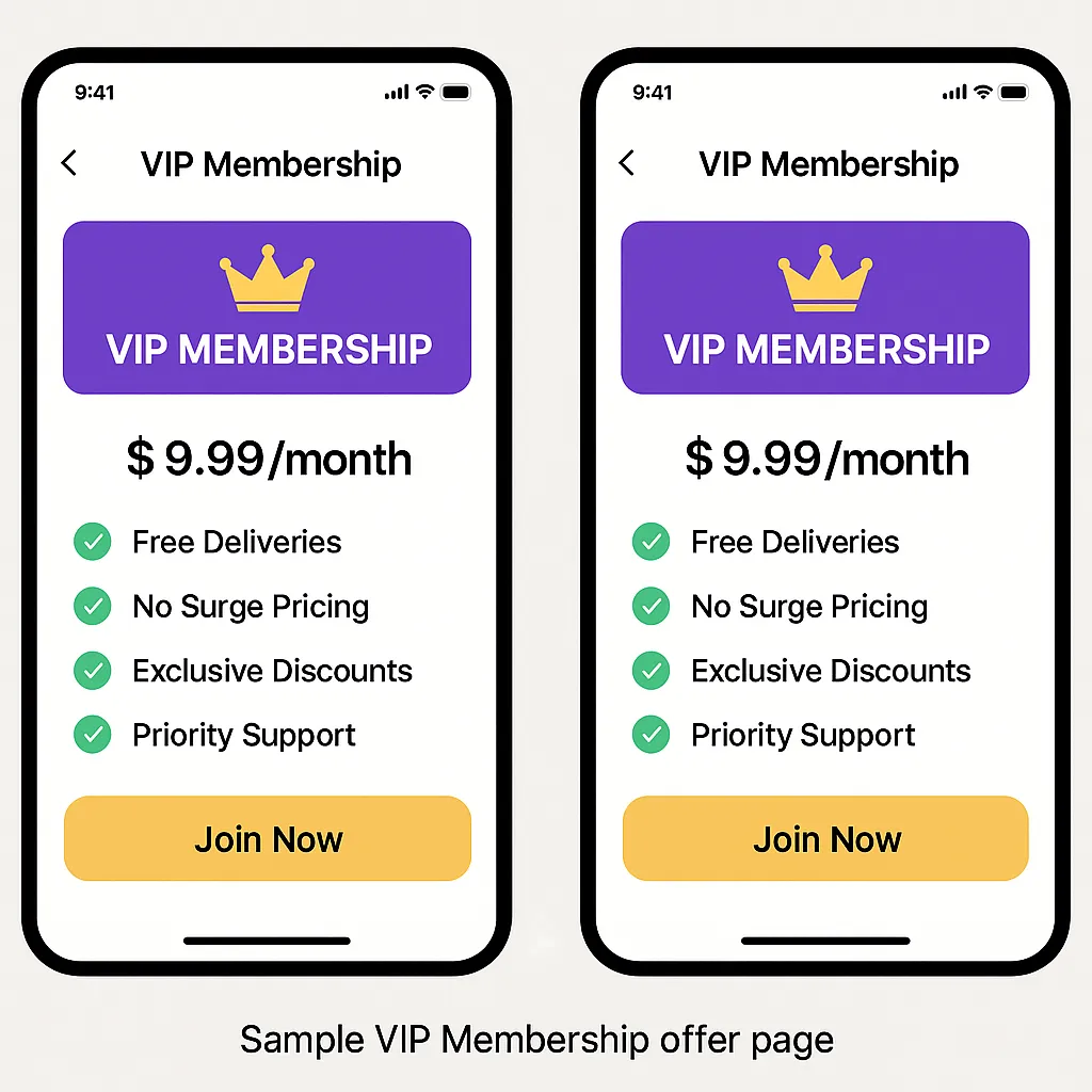 vip membership subscription ui