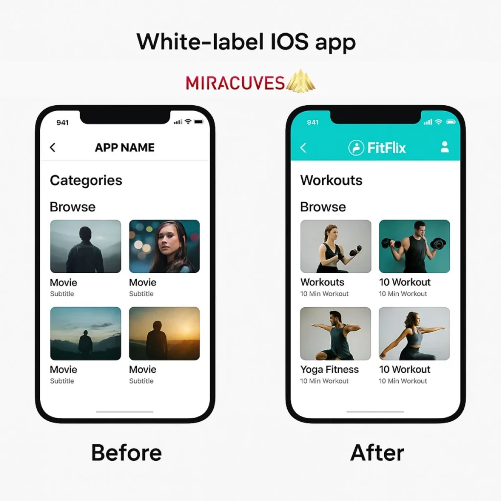 white label ios app before after