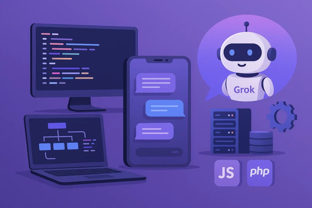Build an App Like Grok – AI Chatbot Development Illustration