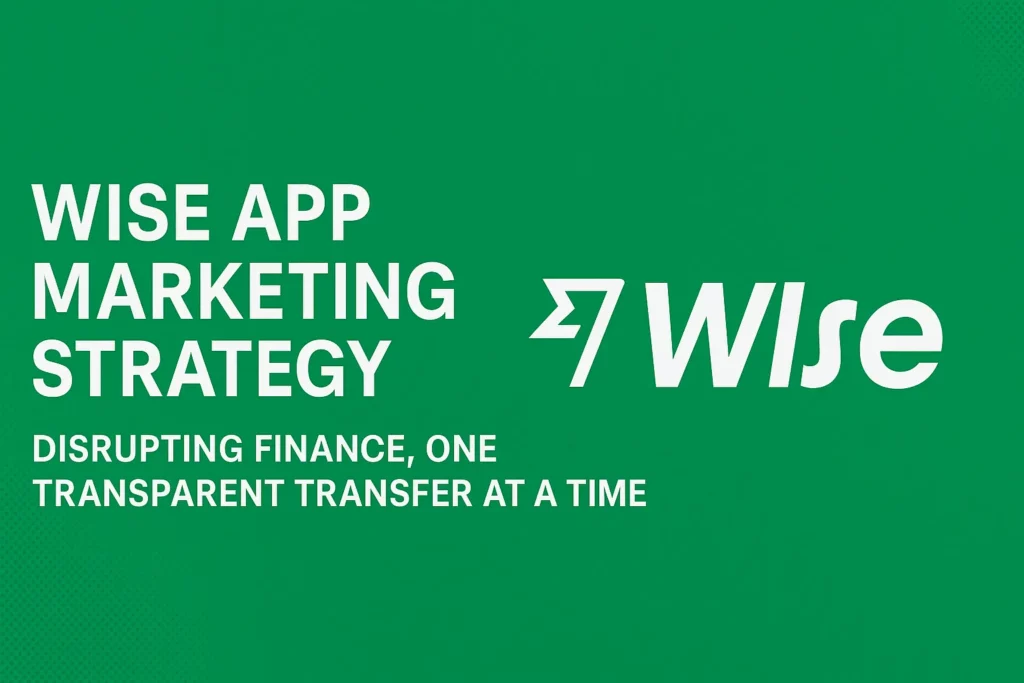 "Wise App Marketing Strategy banner with green background, white bold text, and Wise logo"