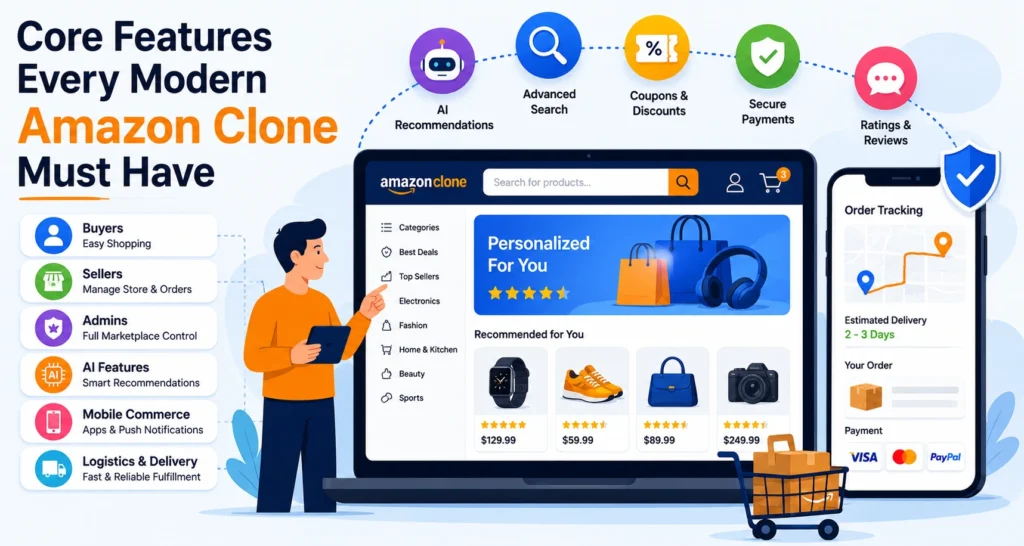 Amazon Clone Script: Core Features Every Modern Marketplace Must Have