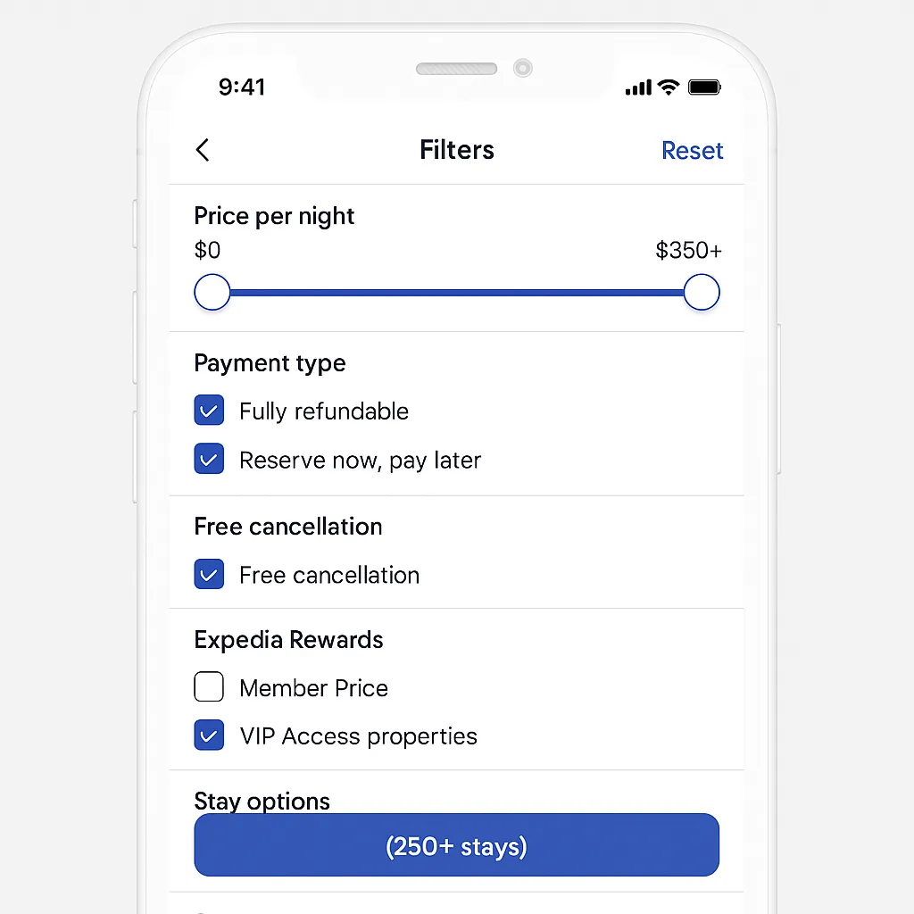 Expedia Mobile Filters UX