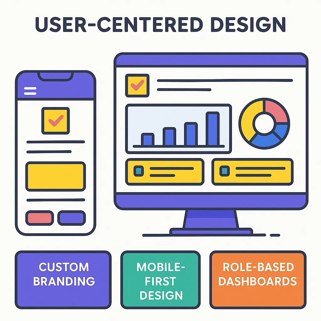 Infographic showcasing mobile-first, branded UI-UX design