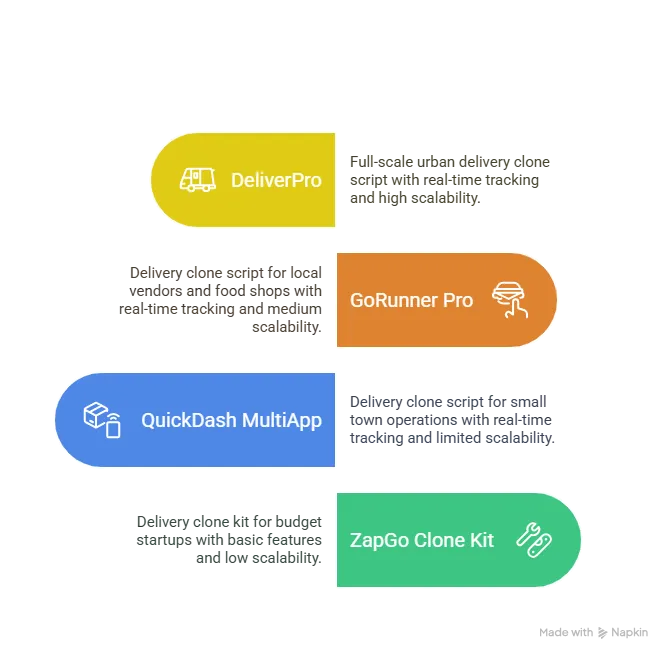 Pricing Comparison Table for glovo clone scripts