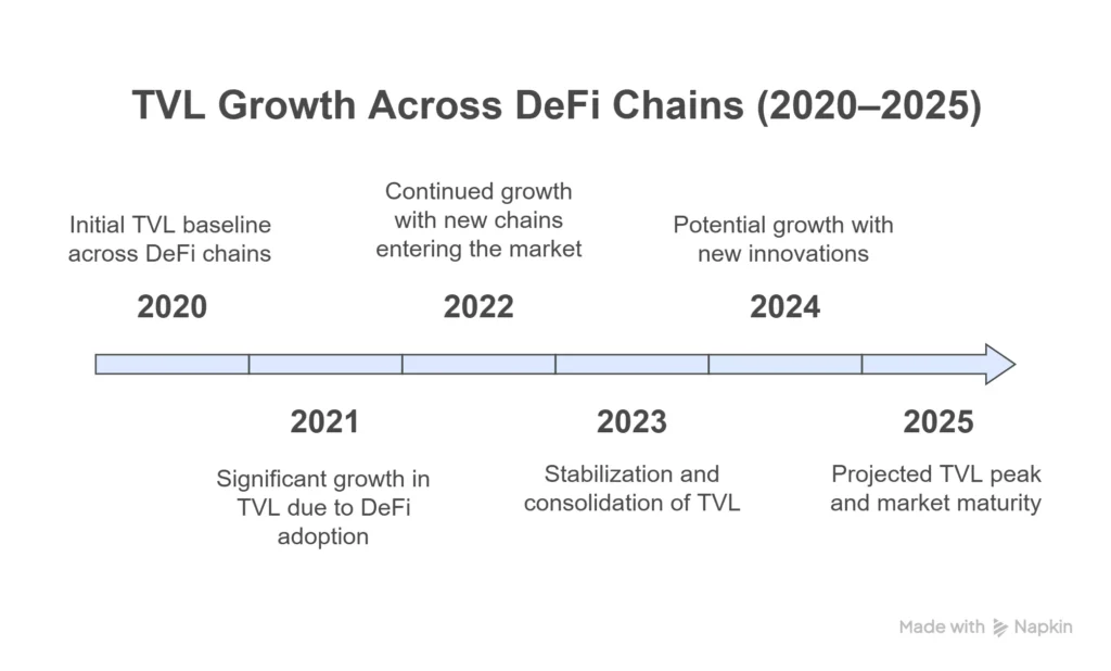 TVL Growth Across DeFi Chains (2020–2025)