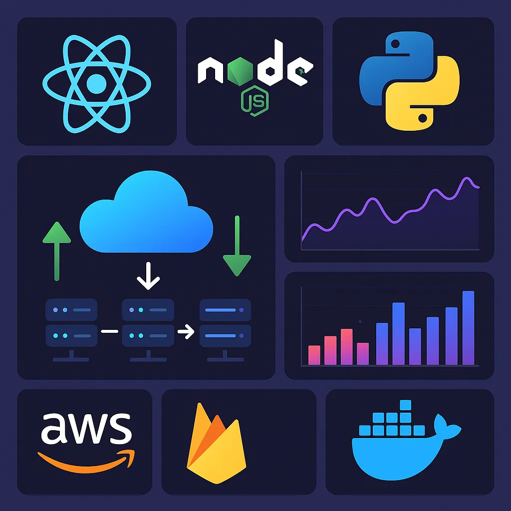 Infographic showing the ideal tech stack for scalable Gemini clone development, including frameworks, cloud tools, and performance optimization strategies.