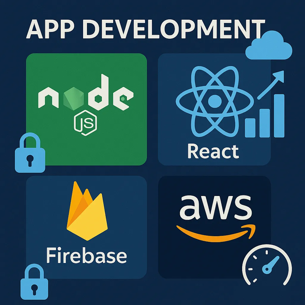 Tech stack and scalability infographic featuring cloud services, secure frameworks, and performance growth for JustEat clone app development.