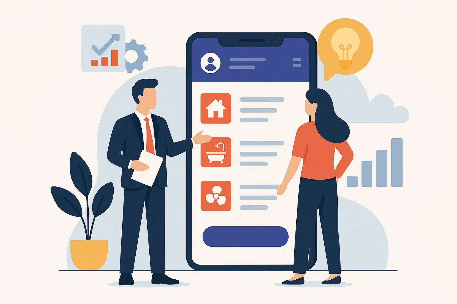 Startup founder comparing clone app vs custom development on smartphones