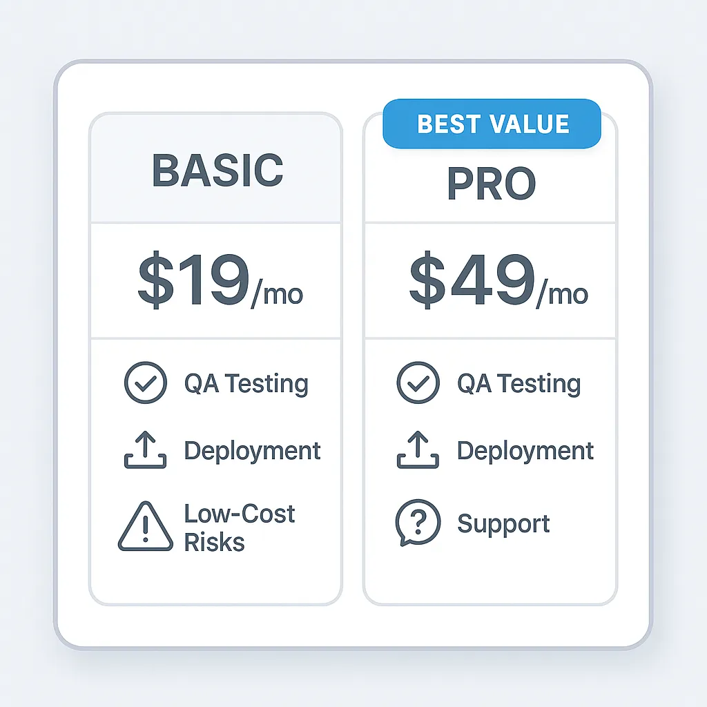 Visual comparison of pricing models highlighting value-based selection and quality assurance in Bolt clone app development.