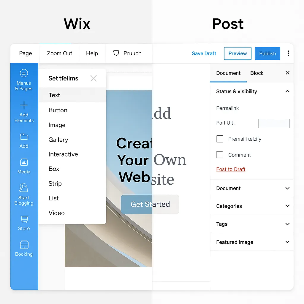 Wix vs. CMS Interface