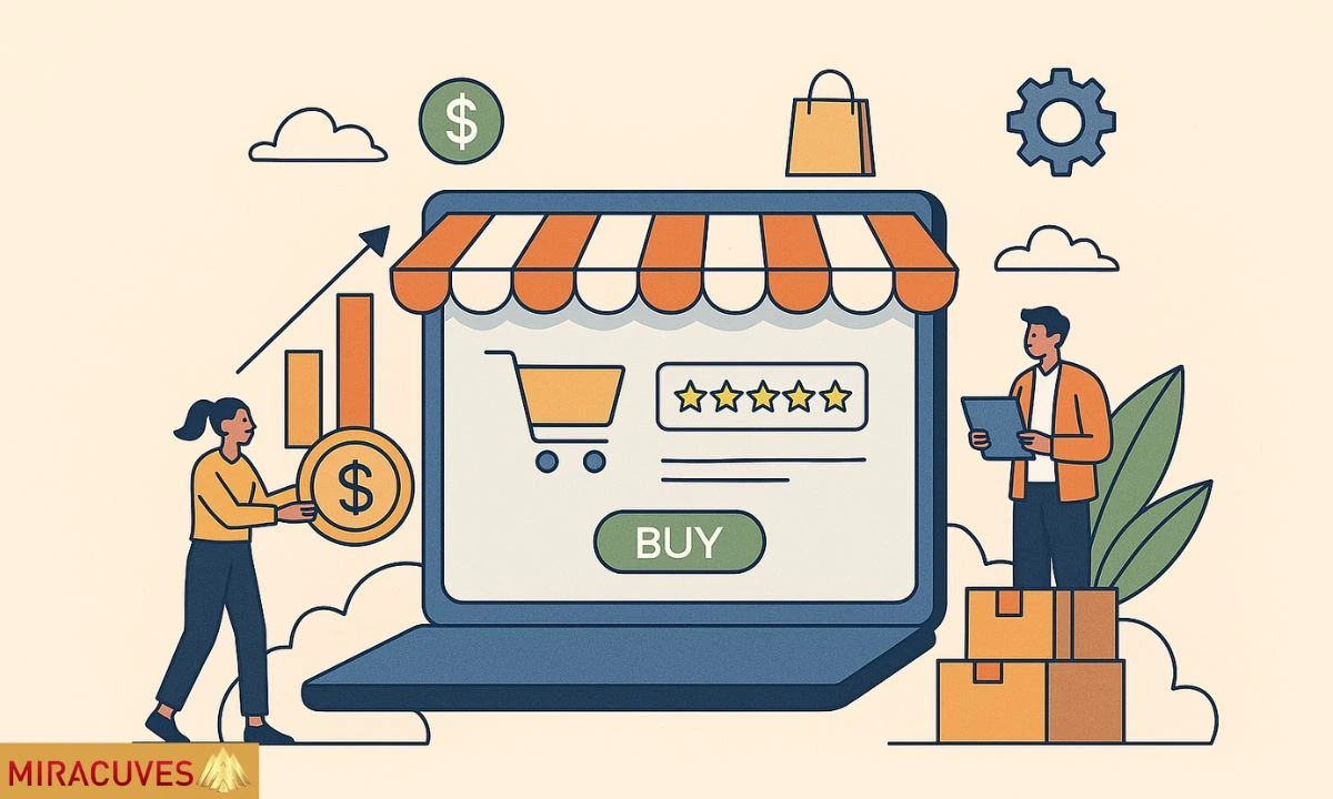 Illustration of Shopify’s business model showing eCommerce growth and digital storefront