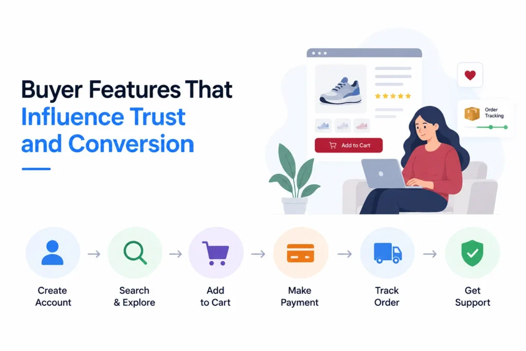 Buyer features that influence trust and conversion in an Retail Marketplace Features and Cost